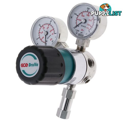 Single Stage DruVa 1S Regulator 6.0 Purity Chrome Plated In: 23,000 kPa Out: 1,400 kPa