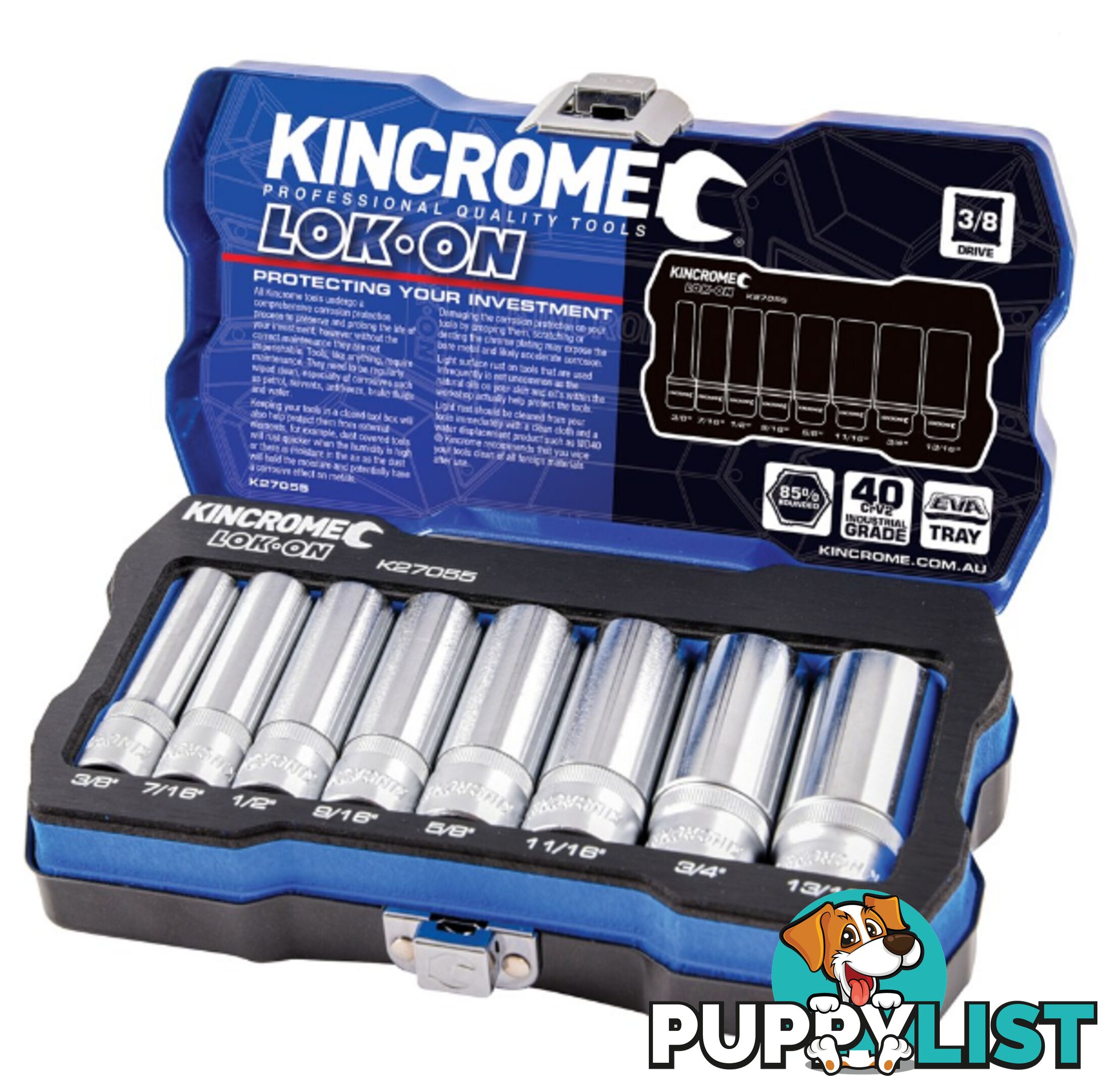 3/8 Drive Socket Set 8 Piece Deep Imperial Kincrome K27055