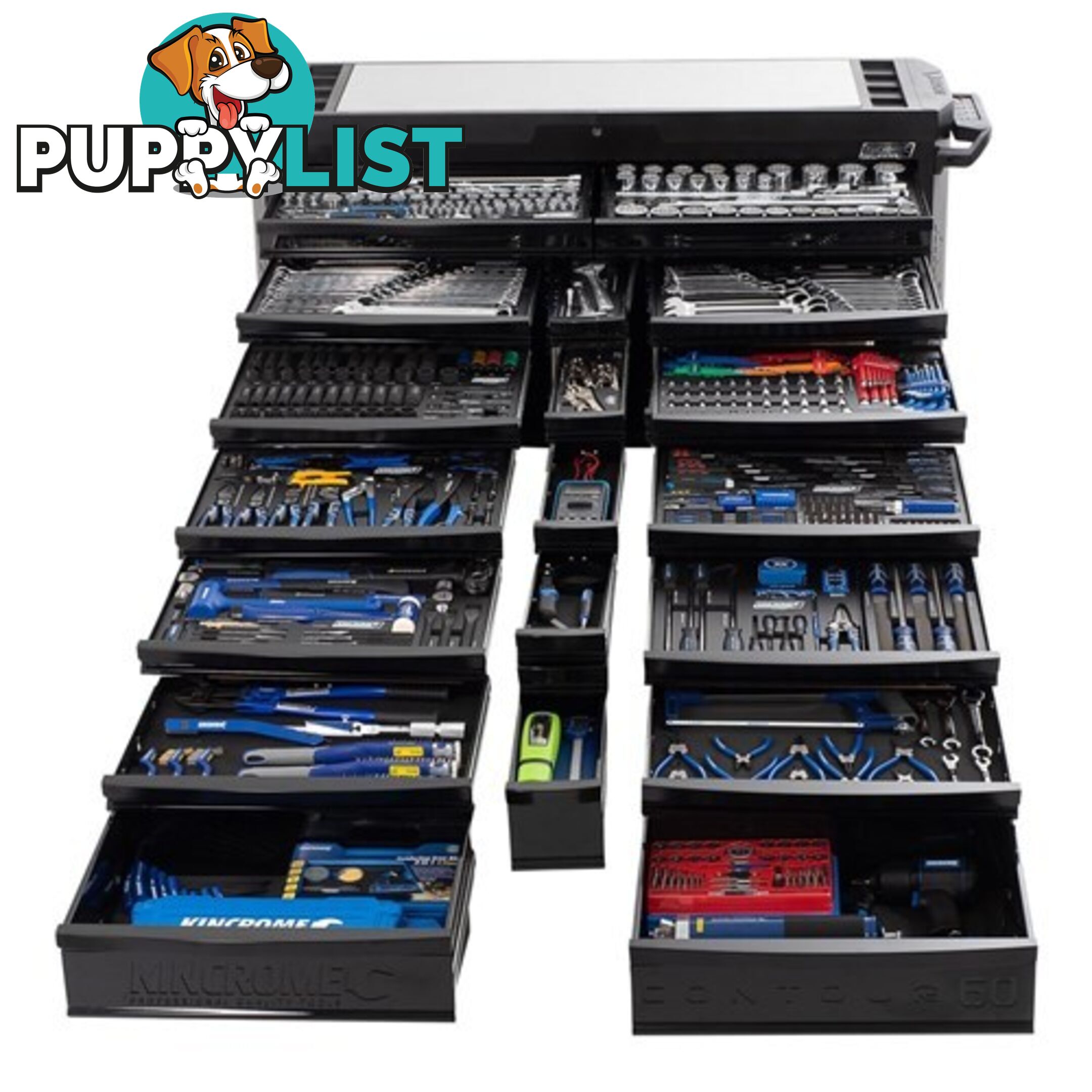 ContourÂ® Super Wide Tool Trolley 20 Drawer Black Series Kincrome K7862