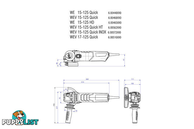 Angle Grinder 125 (5") 1550W WE 15-125 QUICK Metabo 600448190