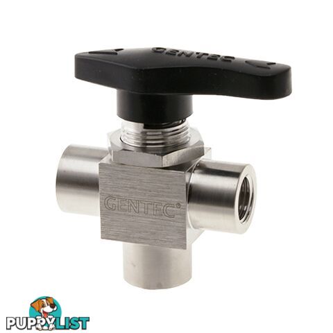 Genlok Ball Valve 3 Way 1/4 NPT FM Stainless Steel MWP: 17,200kpa SS-BV35-FNT4