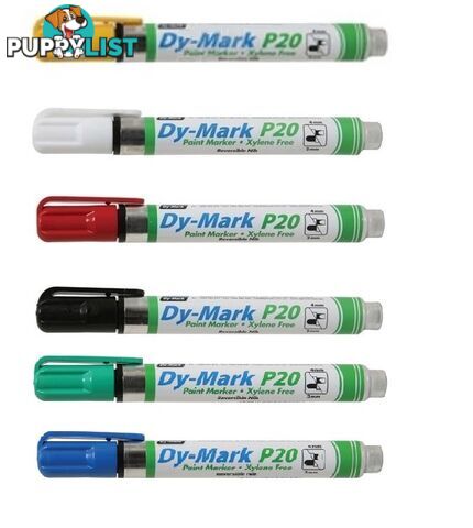 P20 Dy Mark Paint Marker - Black / Red / Blue / Green / Yellow & White