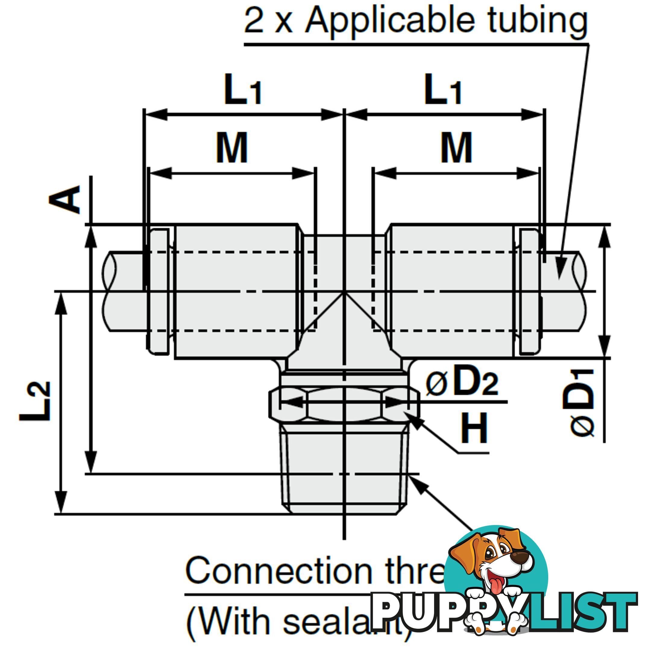 8mm TEES KQ2T08-03NS 8 x 3/8