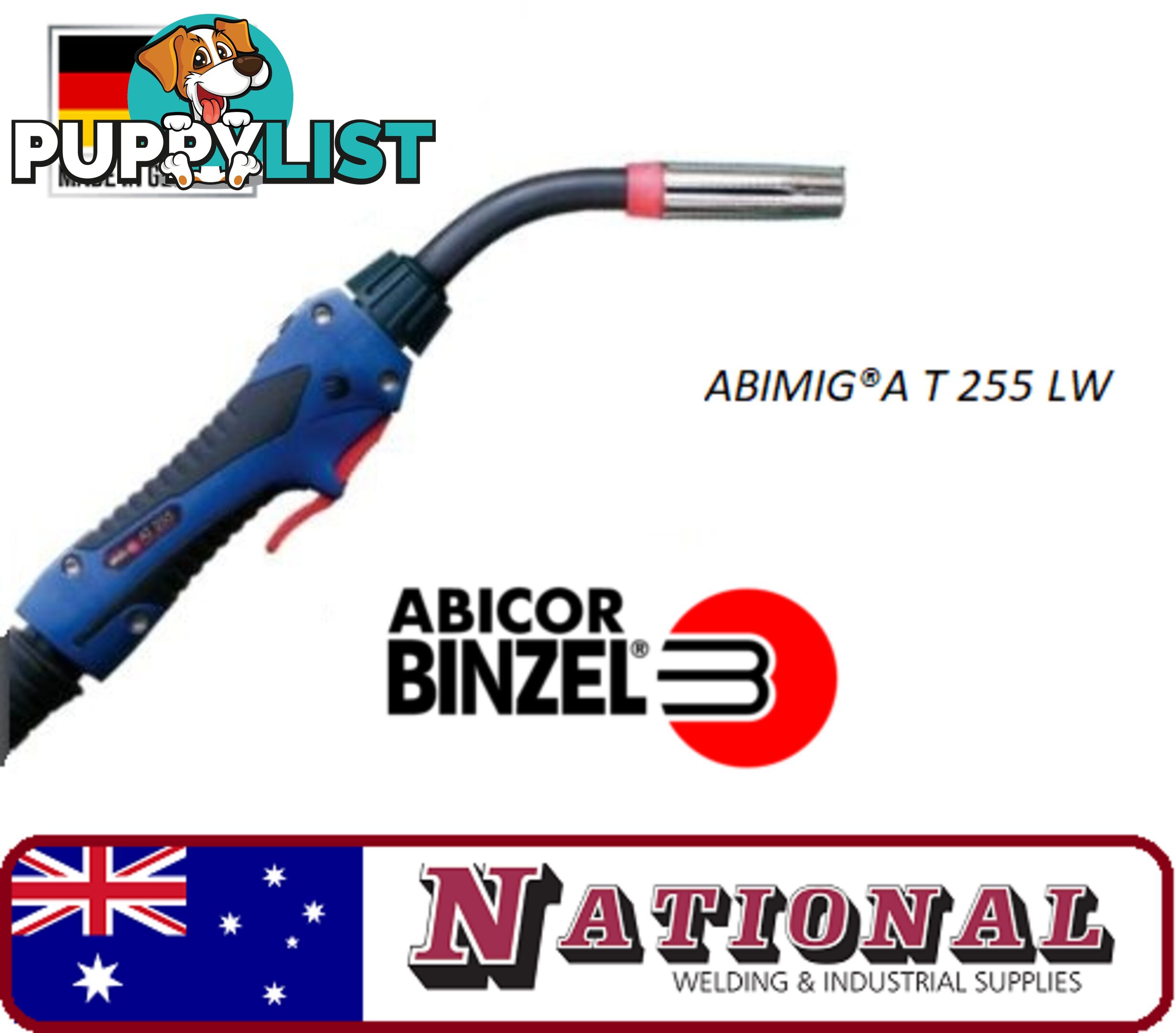 ABIMIGÂ®A T 255 LW MIG Welding Torch 4 Metres Binzel 004.D851.1