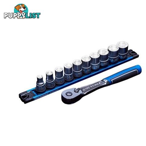 Lok-Onâ¢ Socket Set Twist-Lock Rail 11 Piece 3/8 Drive - Metric K27042 Kincrome