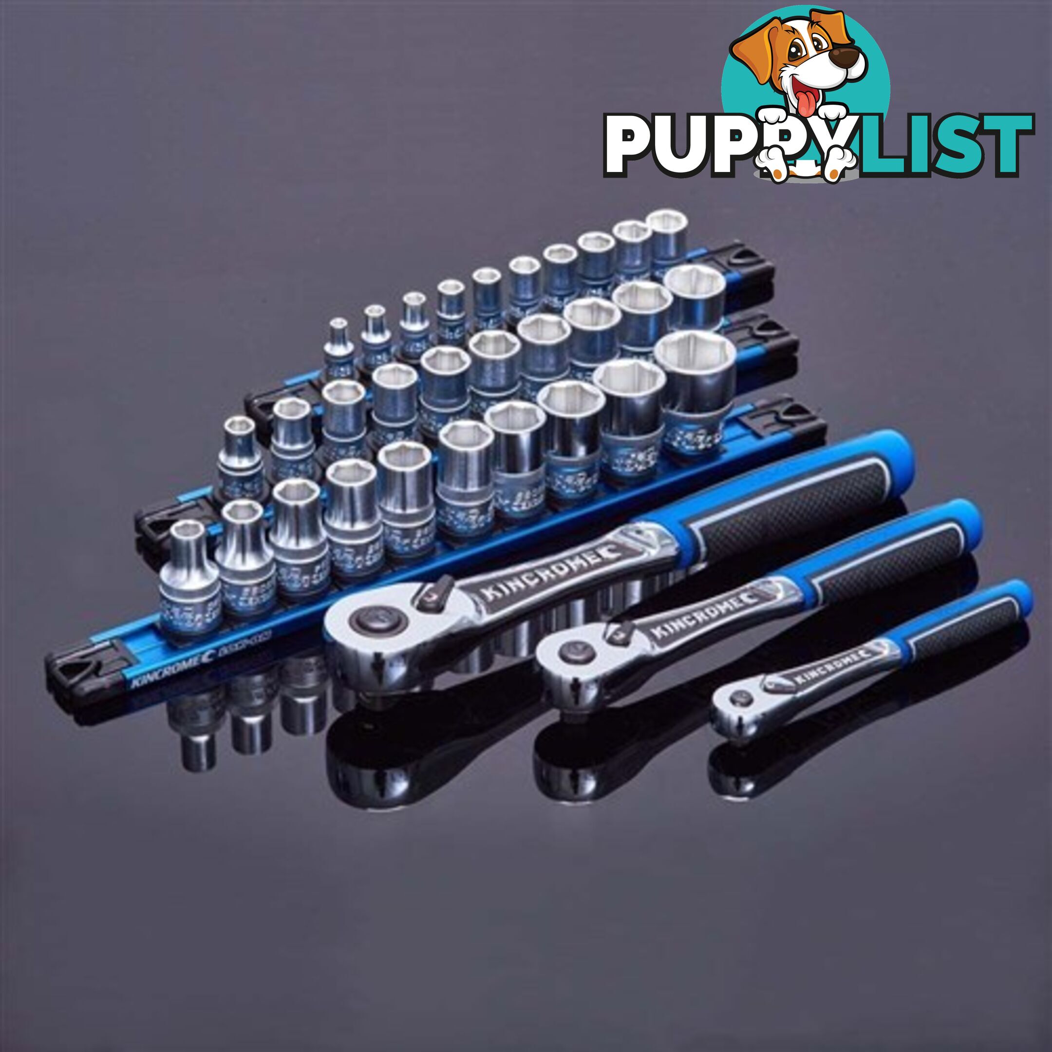 Lok-Onâ¢ Socket Set Twist-Lock Rail 11 Piece 3/8 Drive - Metric K27042 Kincrome