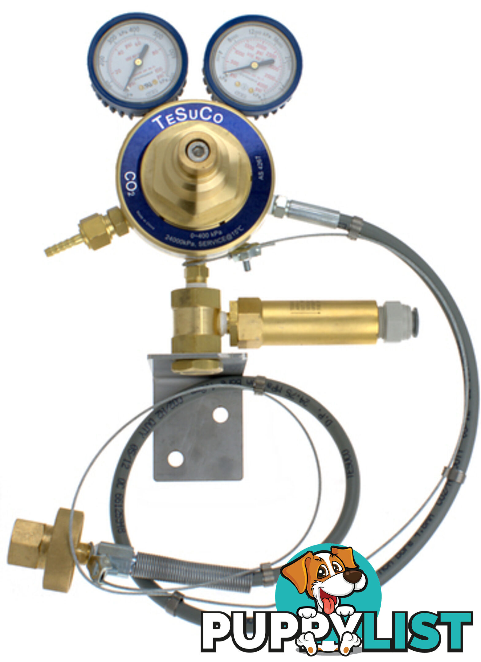 Beverage Regulator 2 Stage Wall Mount Stem and Hand Wheel