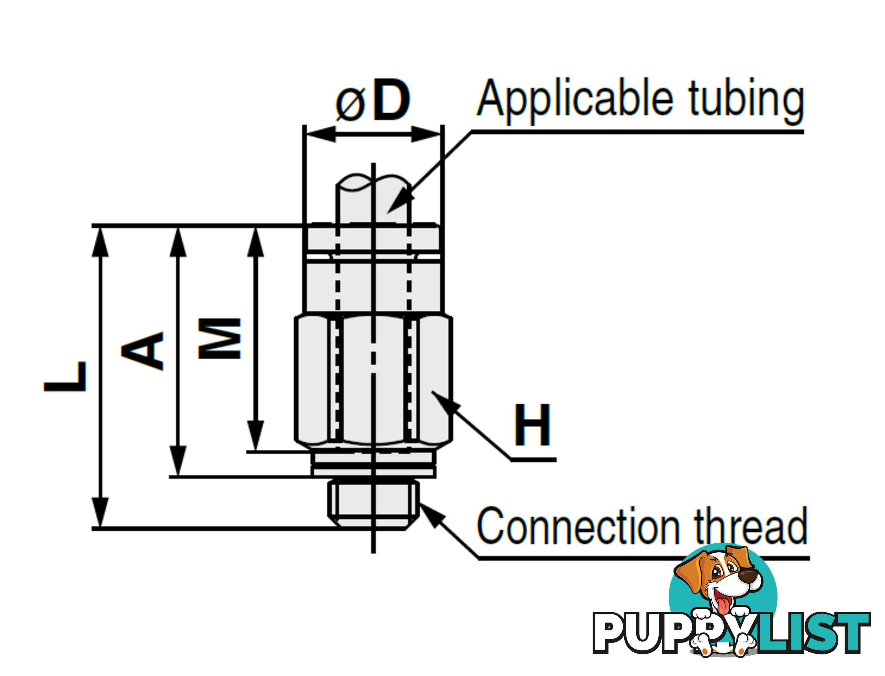 6mm STRAIGHTS KQ2H06-M5N1 6 x M5