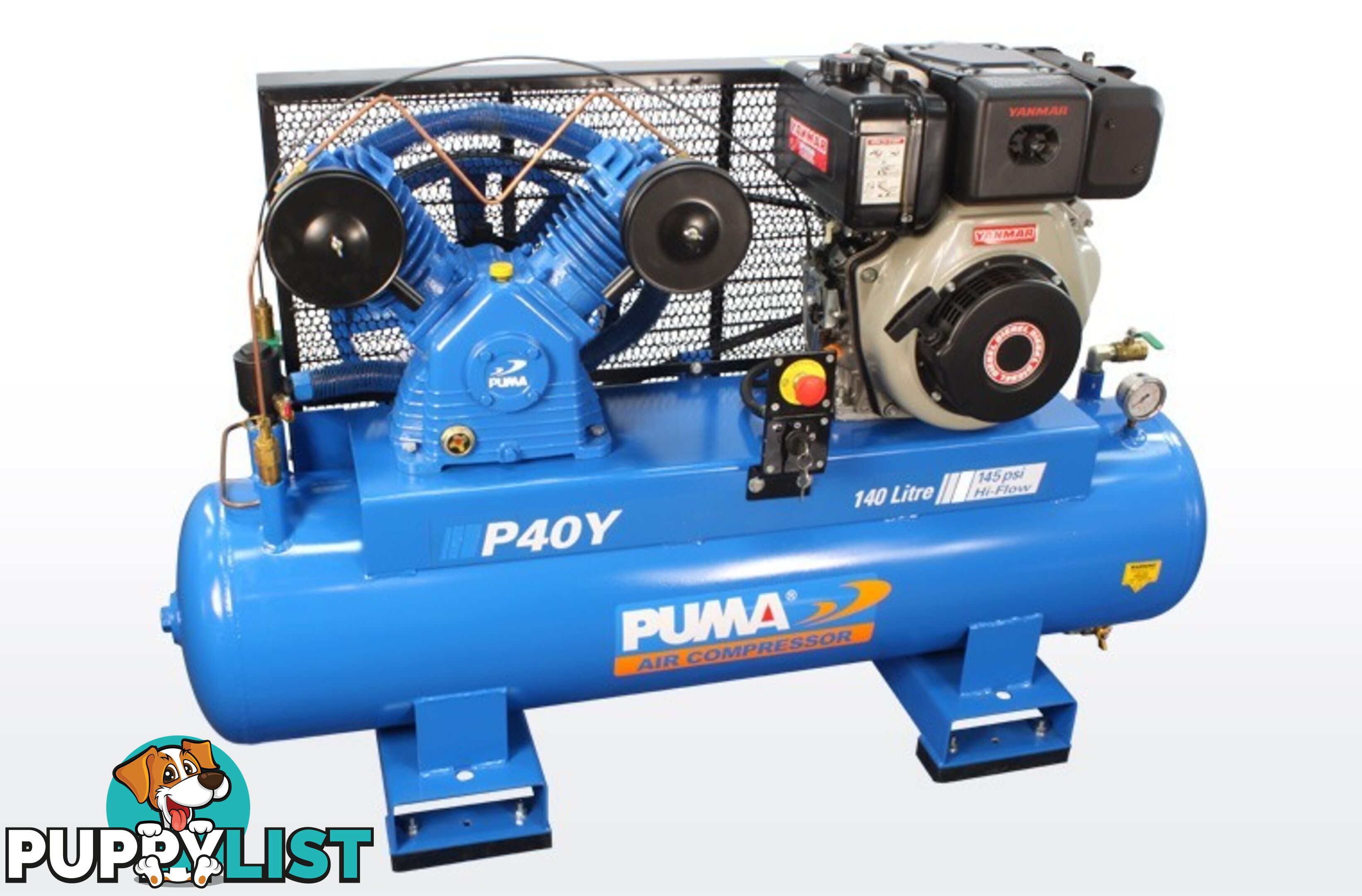 Air Compressor Electric Start Yanmar Diesel 140 Litres Puma PU P40Y ES