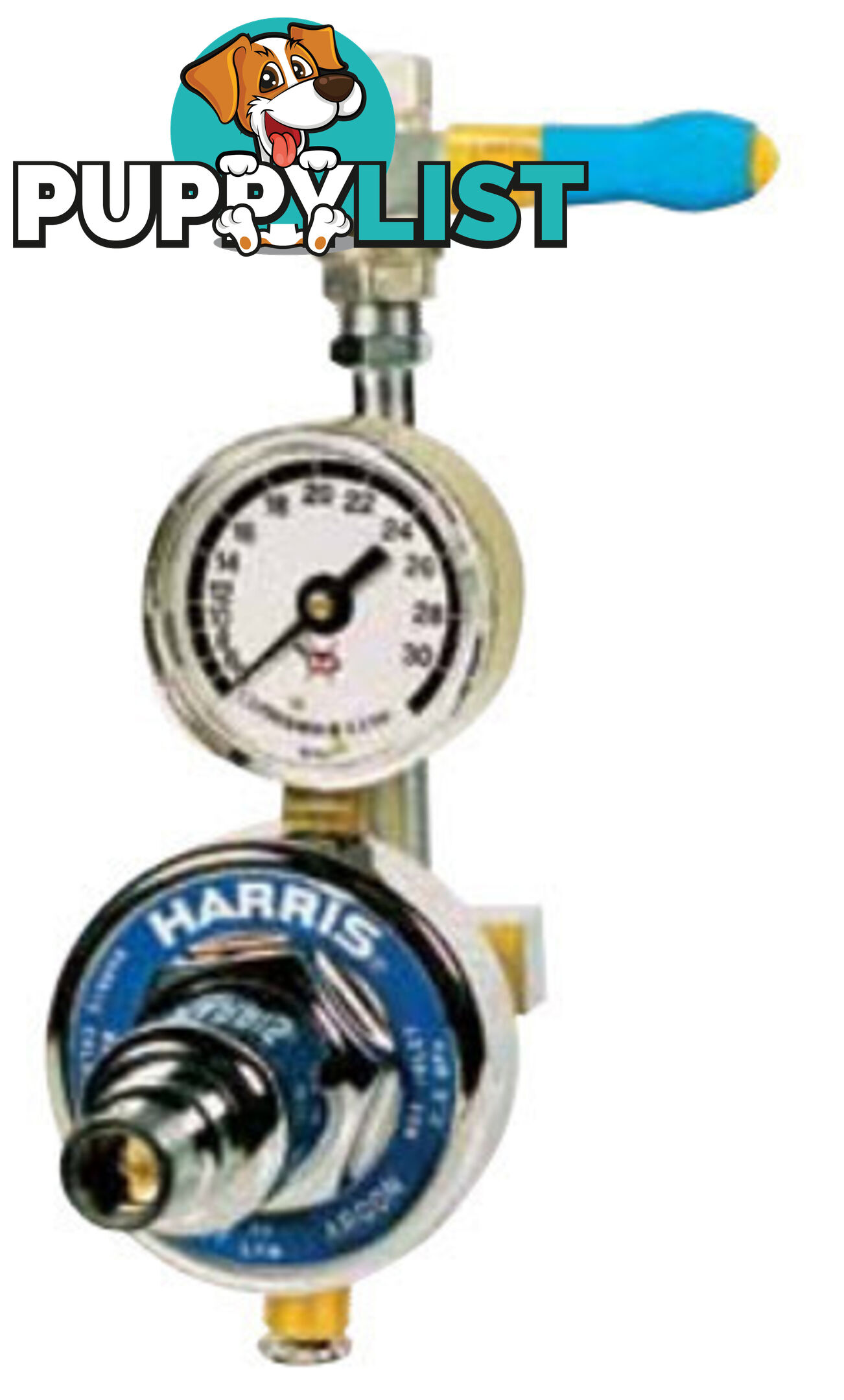 Harris Model 601 Preset reg with 1/2 bsp nipple and 30lpm Flowmeter