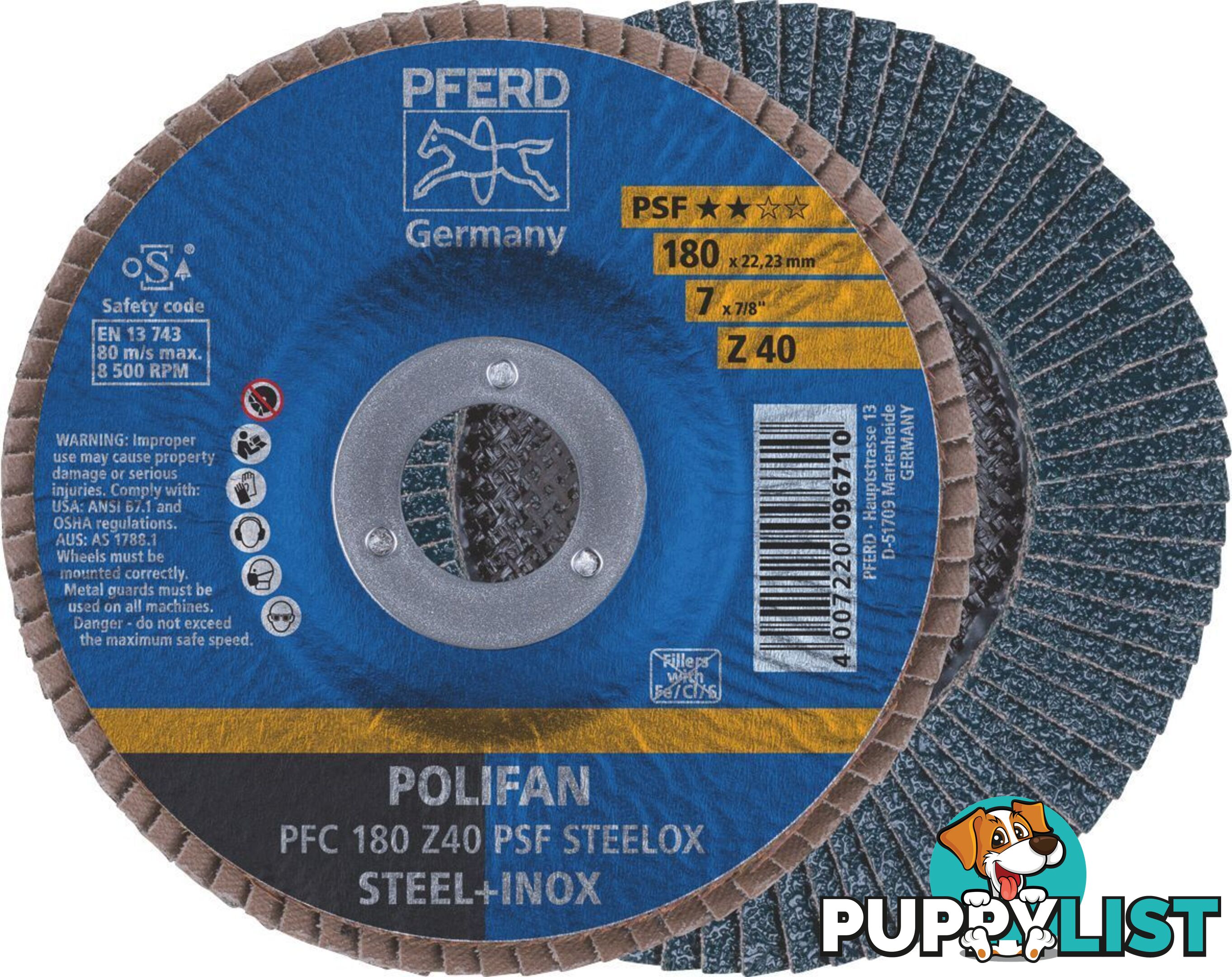 Polifan Flap Disc 180mm 7" 40G GP Zirconia 67764185