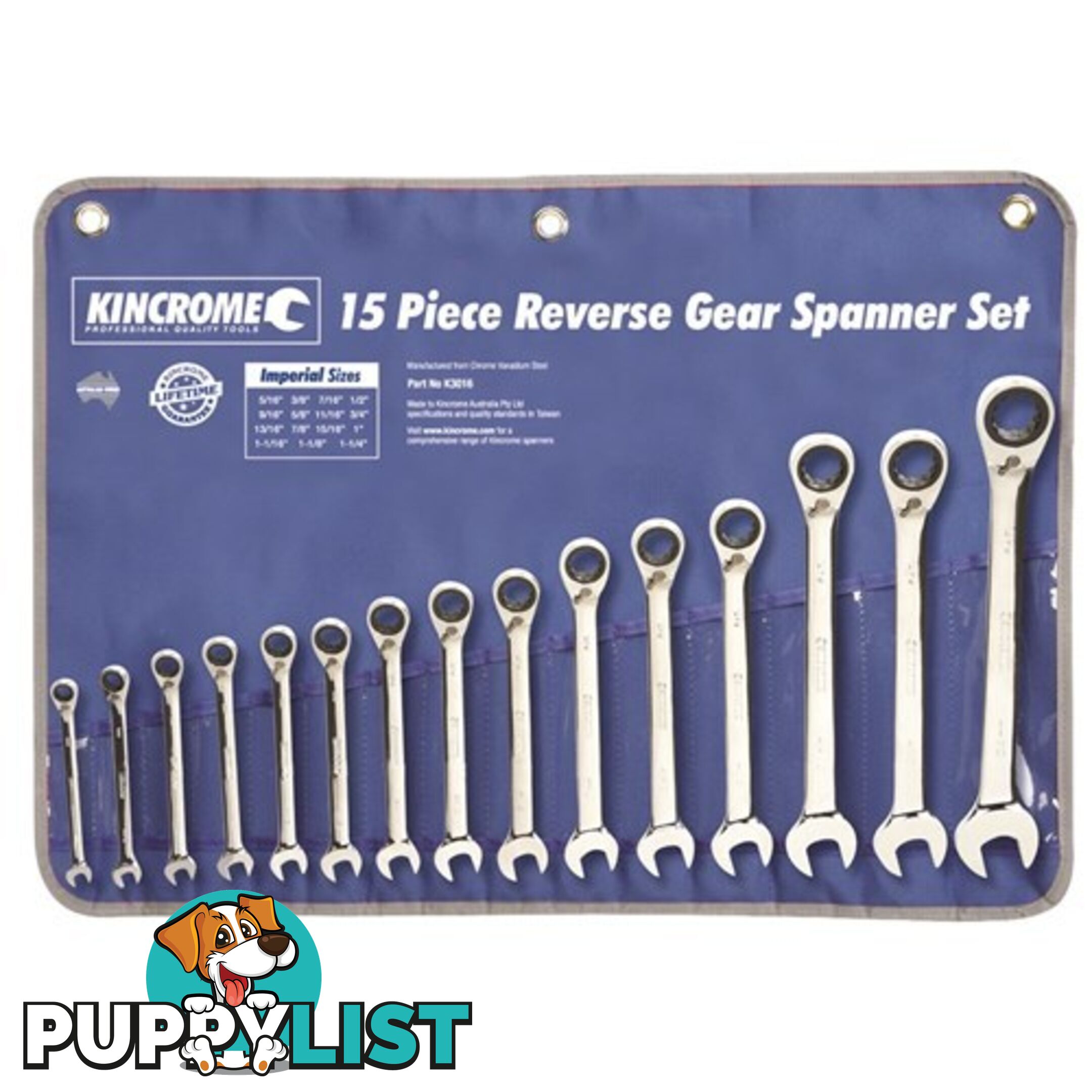 Combination Gear Spanner Set 15 Piece Kincrome K3016