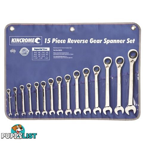 Combination Gear Spanner Set 15 Piece Kincrome K3016