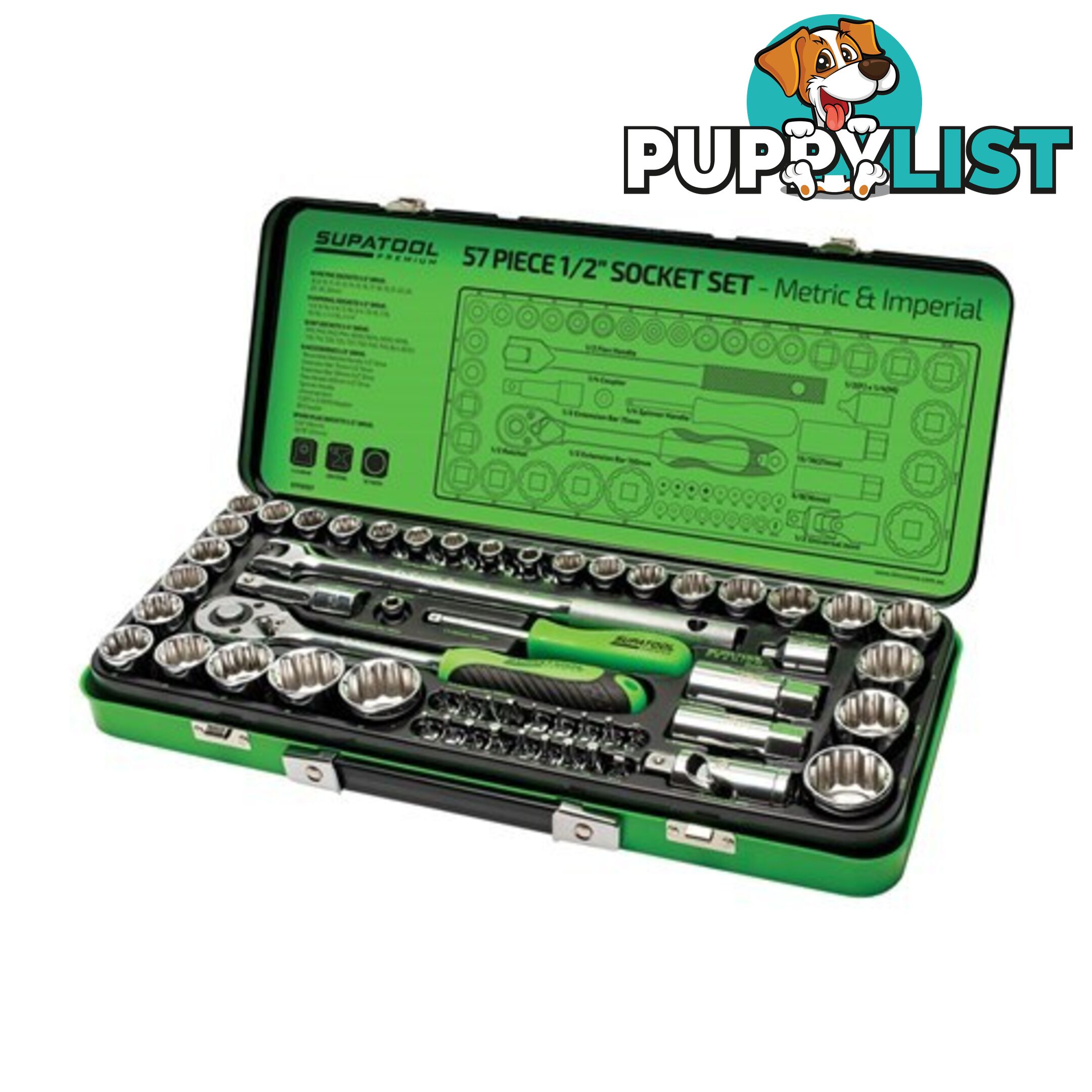 Socket Set 57 Piece 1/2" Drive - Metric & Imperial Kincrome STP2057