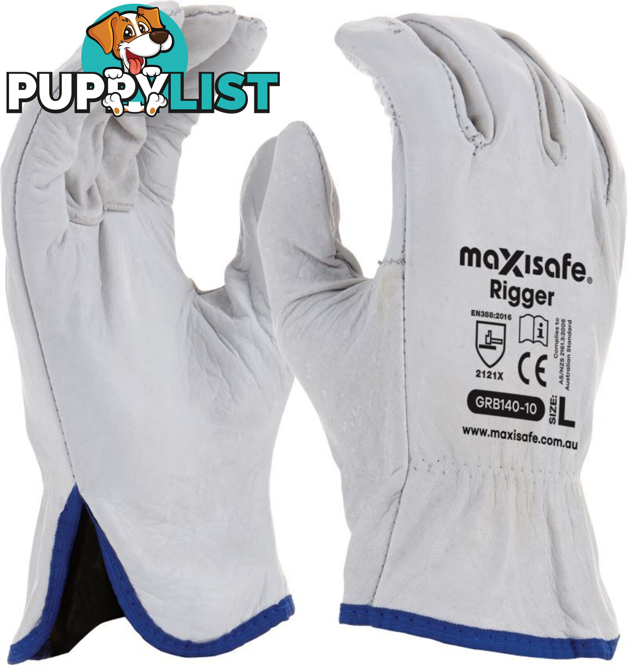 2X-Large Rigger Gloves Full Cow Grain Leather Maxisafe GRB140-12