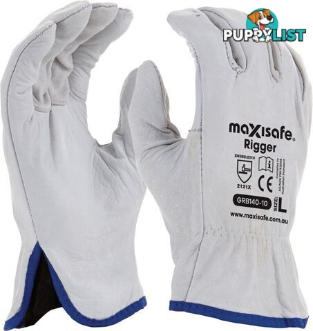 2X-Large Rigger Gloves Full Cow Grain Leather Maxisafe GRB140-12