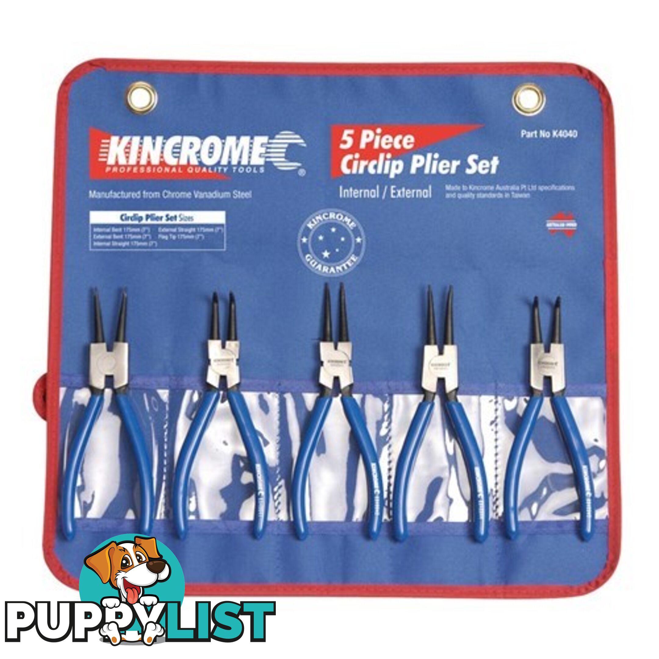 Circlip Plier Set & Mini Set 5 Piece Ea 175mm (7") Kincrome K4040