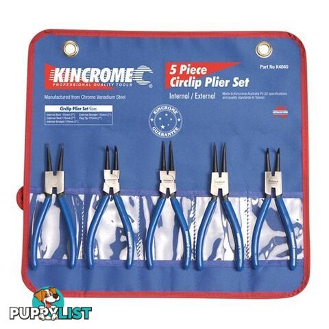 Circlip Plier Set & Mini Set 5 Piece Ea 175mm (7") Kincrome K4040