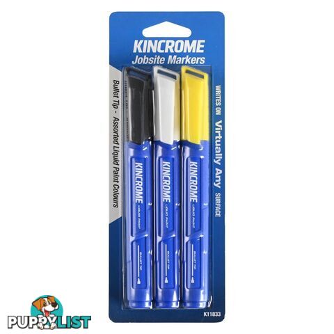 Paint Marker Bullet Tip 3 Piece Assorted Colours Kincrome K11833