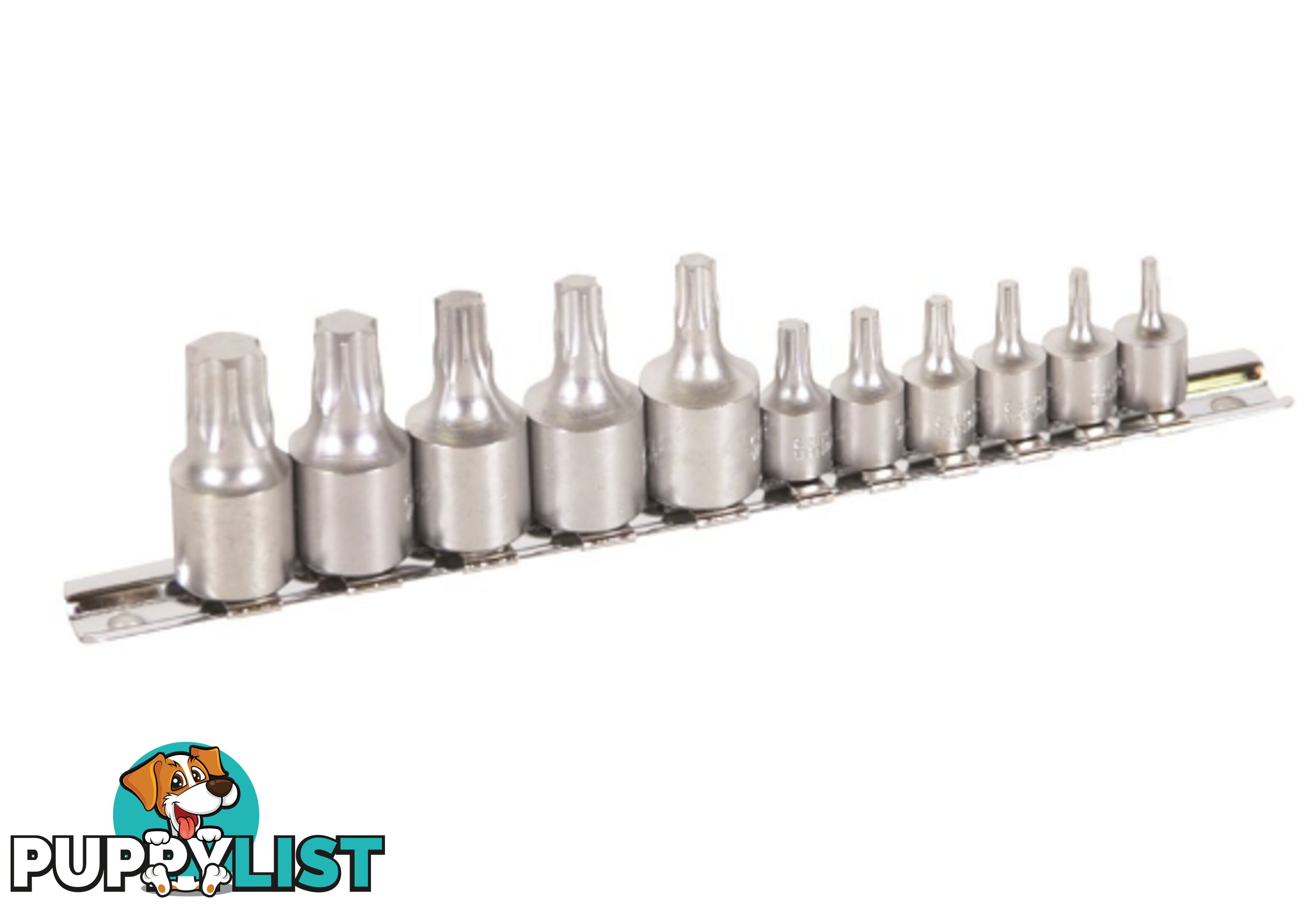 TORXÂ® Socket Set on Rail 11 Piece 1/4" & 3/8" Square Drive On Clip Rail Kincrome K5025