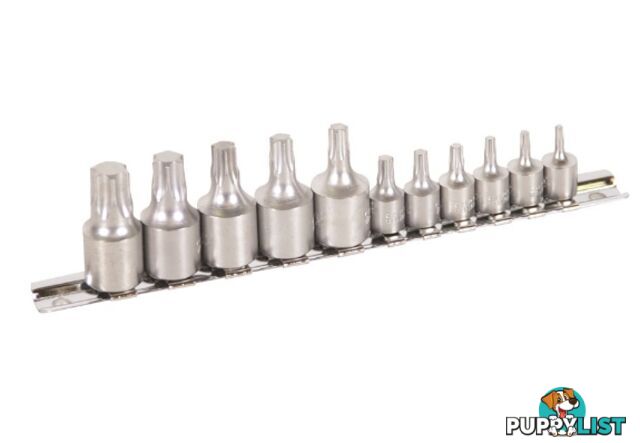 TORXÂ® Socket Set on Rail 11 Piece 1/4" & 3/8" Square Drive On Clip Rail Kincrome K5025