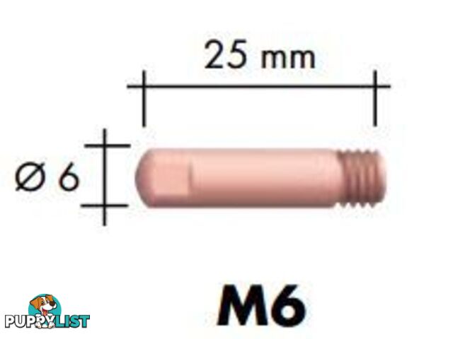 1.2mm Steel M6 6mm 25mm Binzel contact tip Pk:10 P140.0387