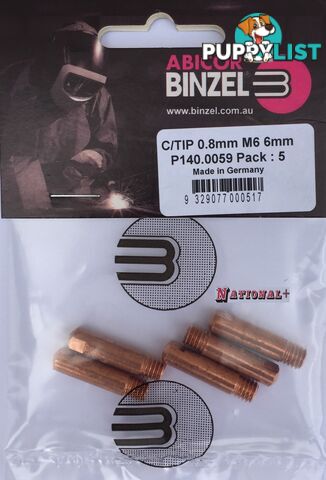 1.2mm Steel M6 6mm 25mm Binzel contact tip Pk:10 P140.0387