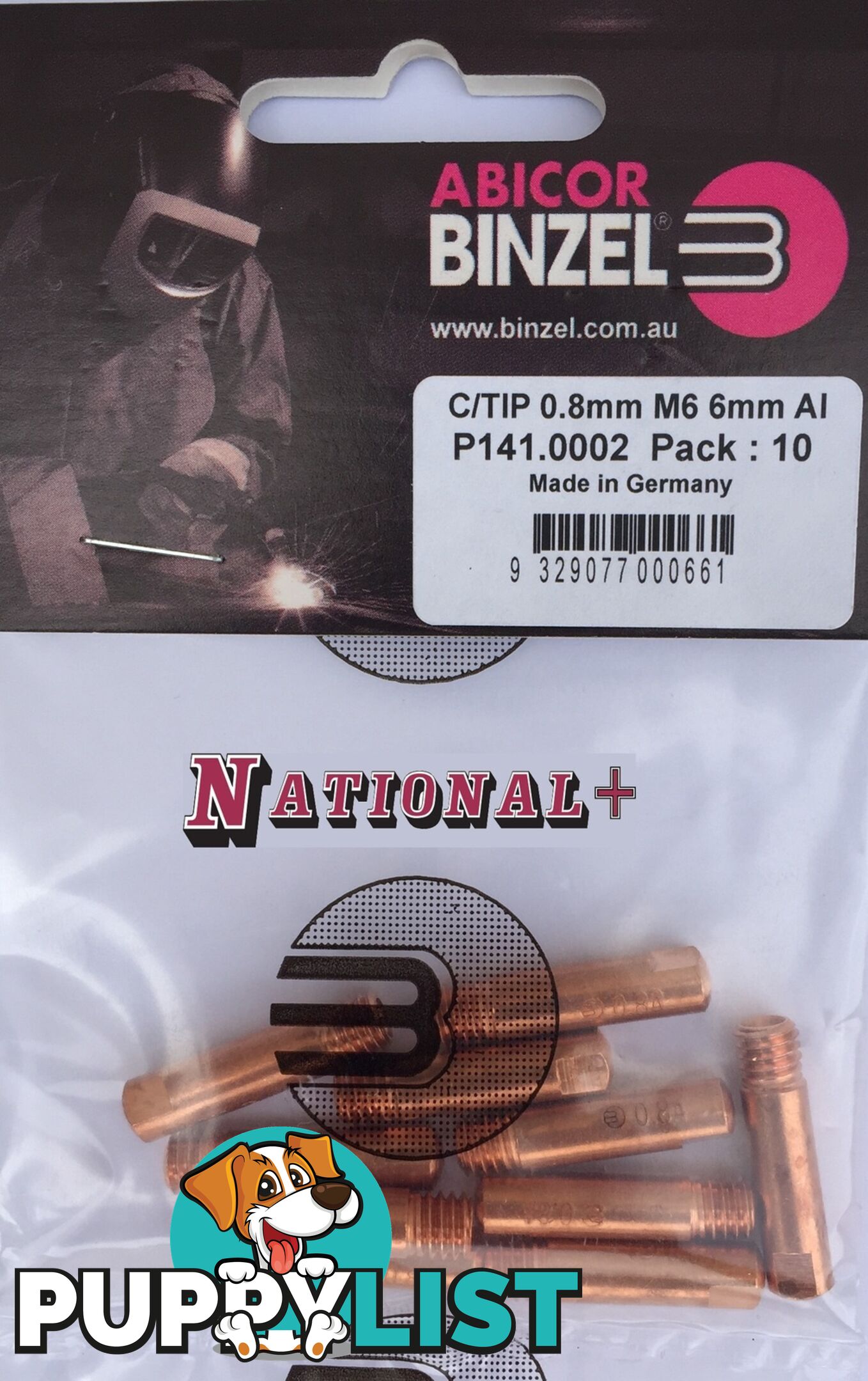 1.2mm Steel M6 6mm 25mm Binzel contact tip Pk:10 P140.0387