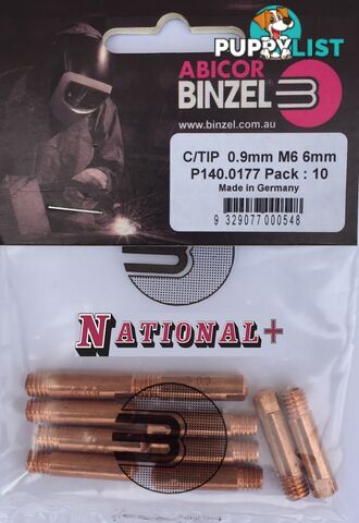 1.2mm Steel M6 6mm 25mm Binzel contact tip Pk:10 P140.0387