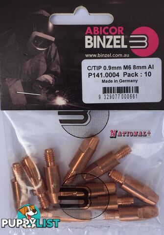 1.2mm Aluminium M6 8mm 28mm Binzel contact tip Pk:10 P141.0072