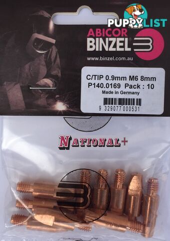 1.2mm Aluminium M6 8mm 28mm Binzel contact tip Pk:10 P141.0072