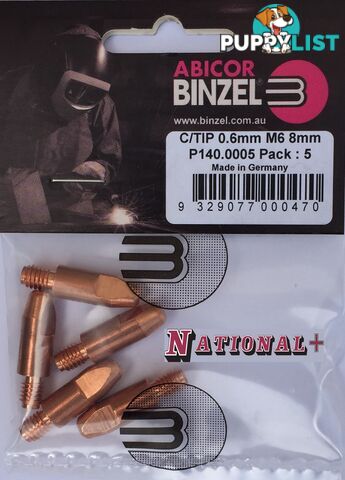 1.2mm Aluminium M6 8mm 28mm Binzel contact tip Pk:10 P141.0072