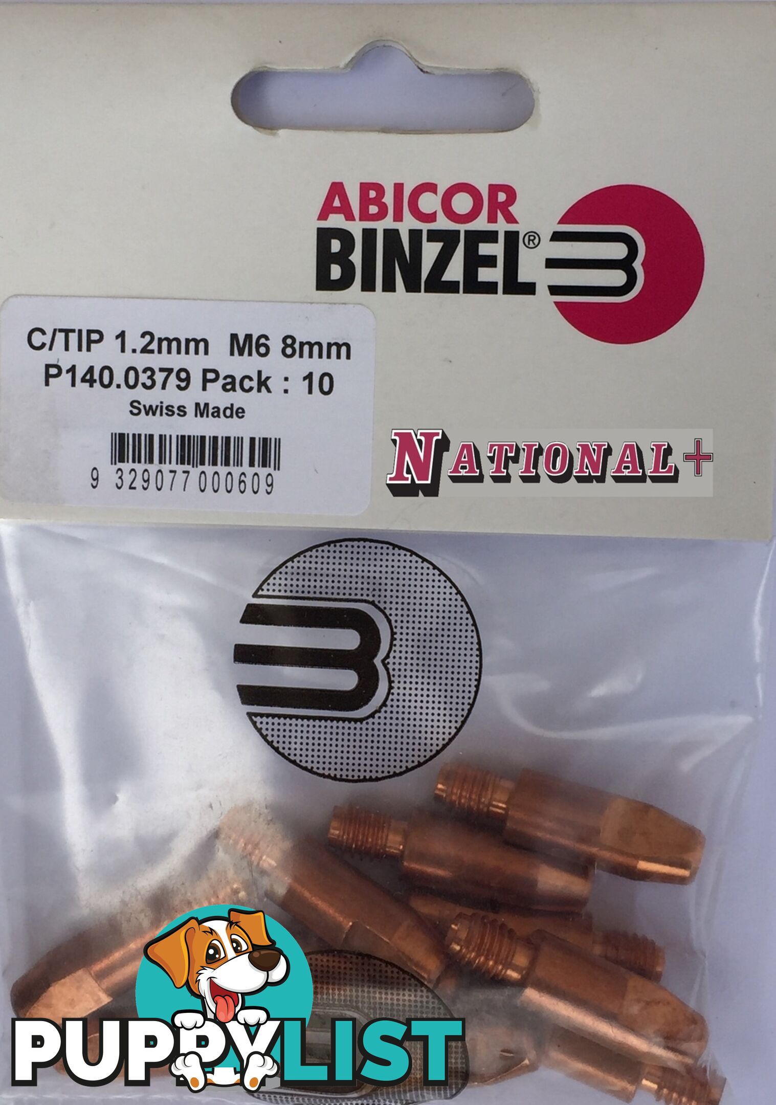 1.2mm Aluminium M6 8mm 28mm Binzel contact tip Pk:10 P141.0072