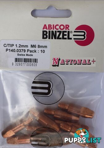 1.2mm Aluminium M6 8mm 28mm Binzel contact tip Pk:10 P141.0072