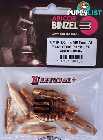 1.2mm Aluminium M6 8mm 28mm Binzel contact tip Pk:10 P141.0072