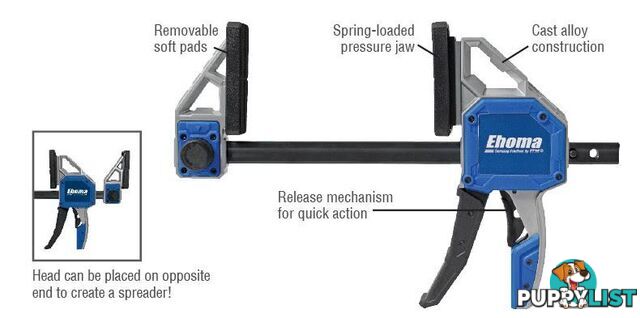 One Hand Cast Alloy Bar Clamp And Spreader 914 x 95mm 350 Kg Clamping Force ITM EC-TC36