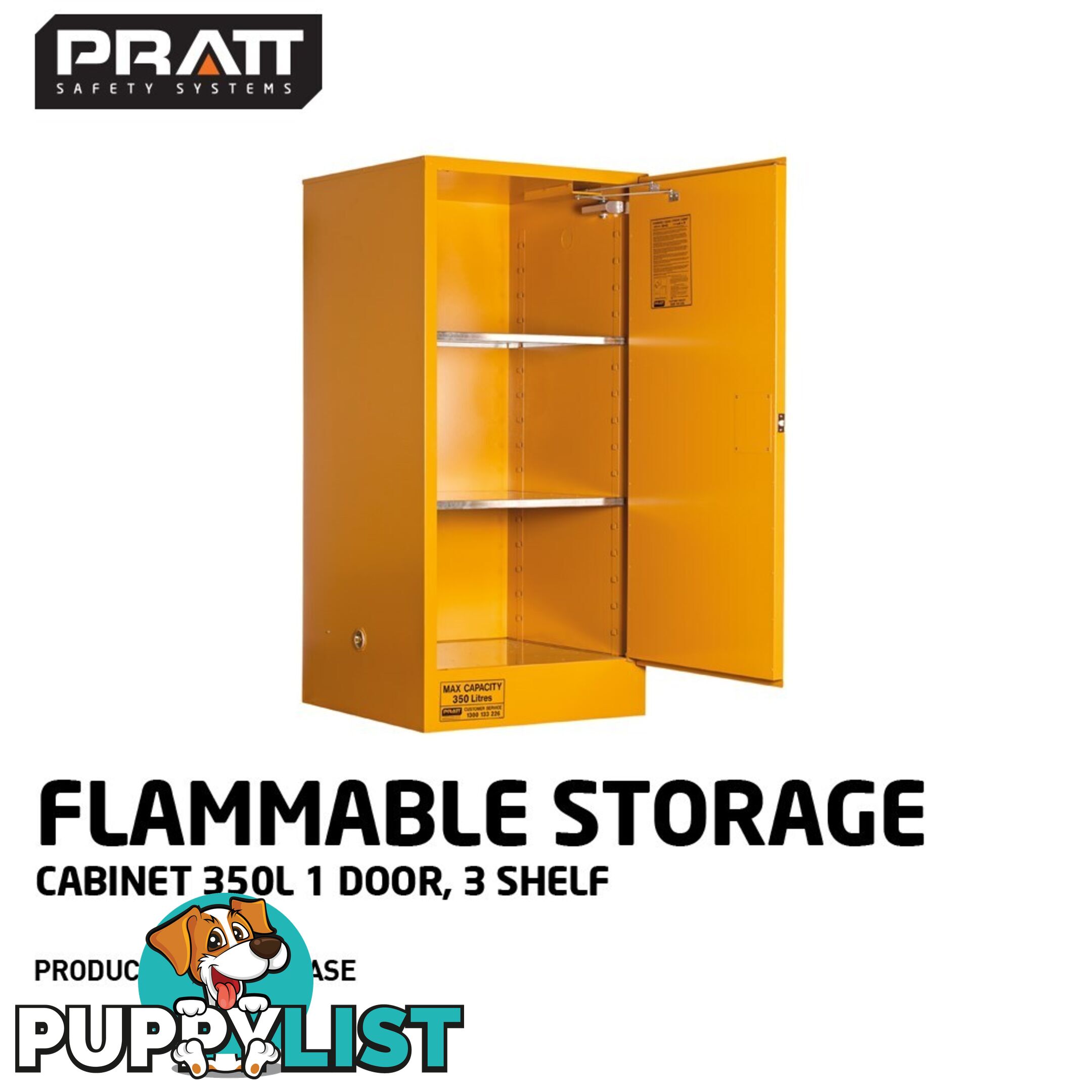 Flammable Storage Cabinet 350L 1 Door 3 Shelf 5560ASE