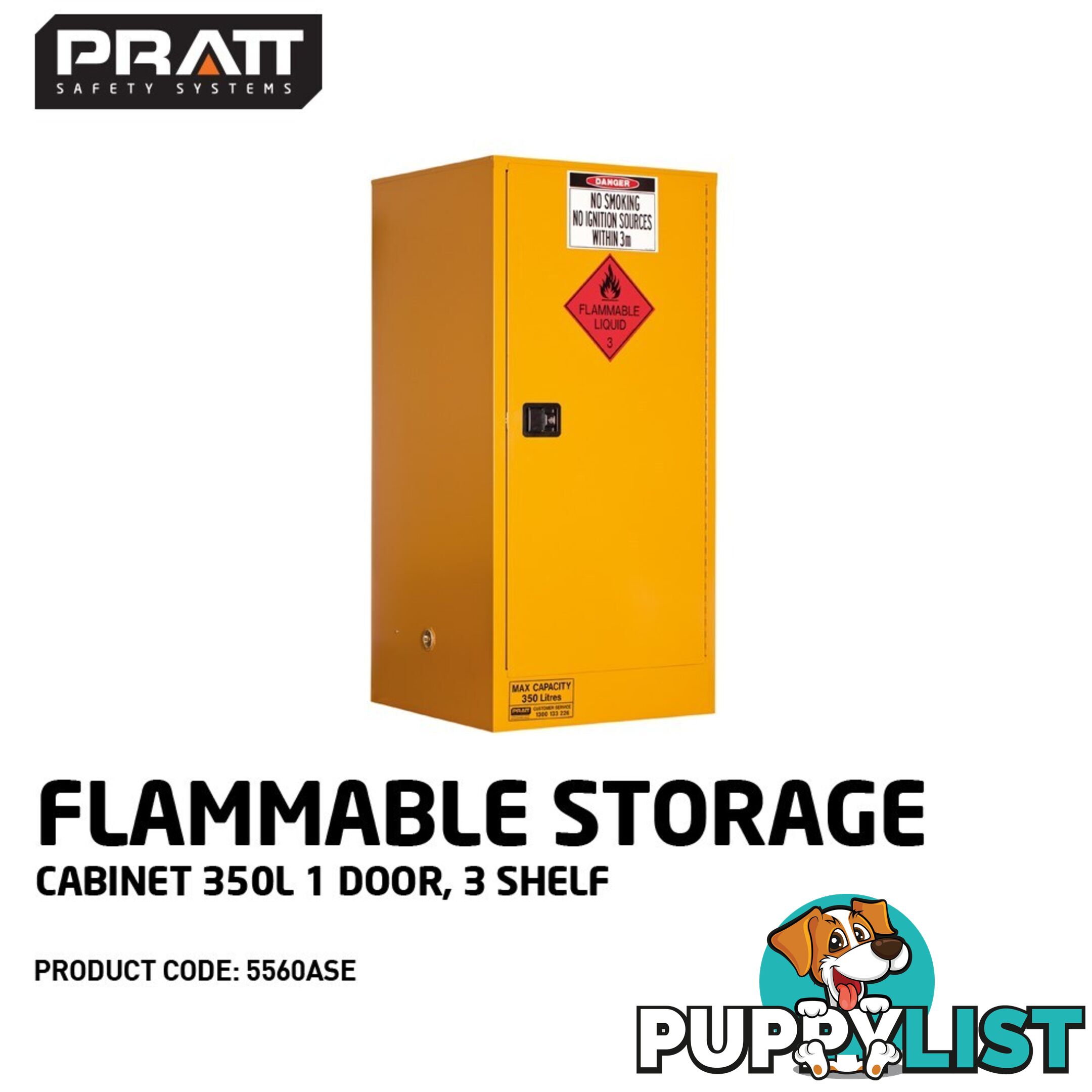 Flammable Storage Cabinet 350L 1 Door 3 Shelf 5560ASE