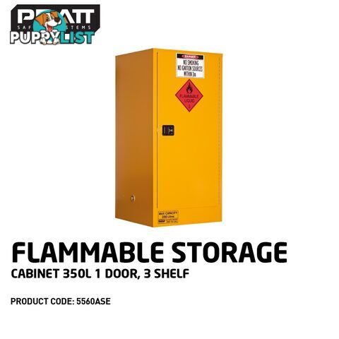 Flammable Storage Cabinet 350L 1 Door 3 Shelf 5560ASE