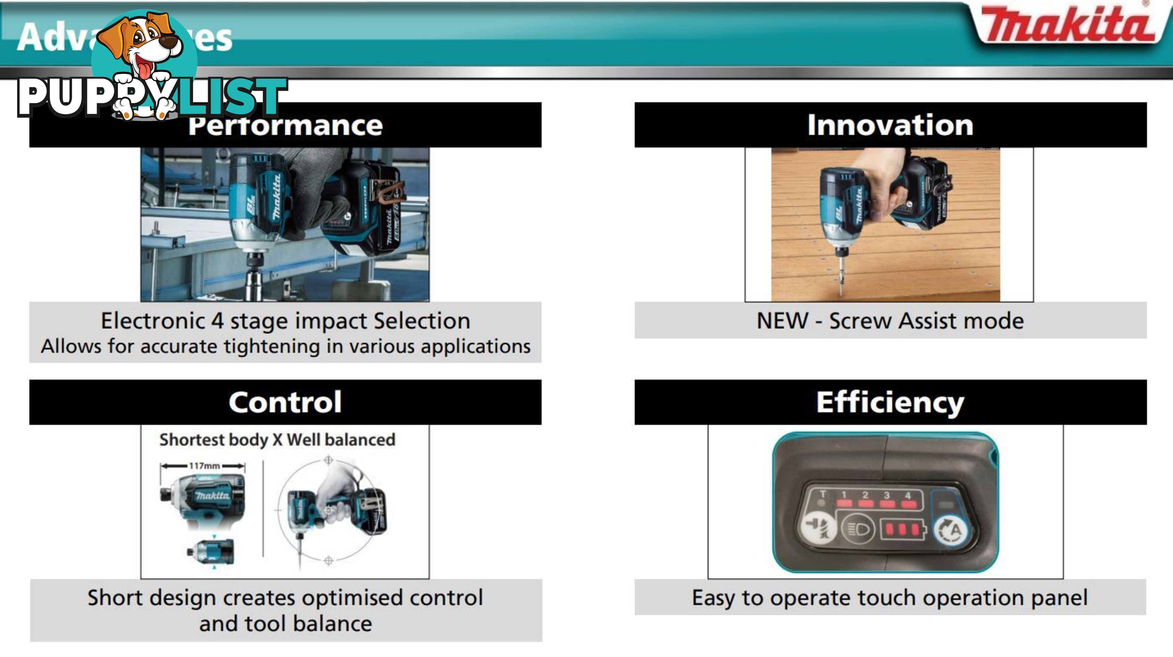 18V Mobile Brushless 4-Stage Impact Driver Skin Only Makita DTD170Z