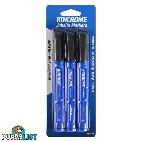 Paint Marker Bullet Tip 3 Piece Black Kincrome K11834