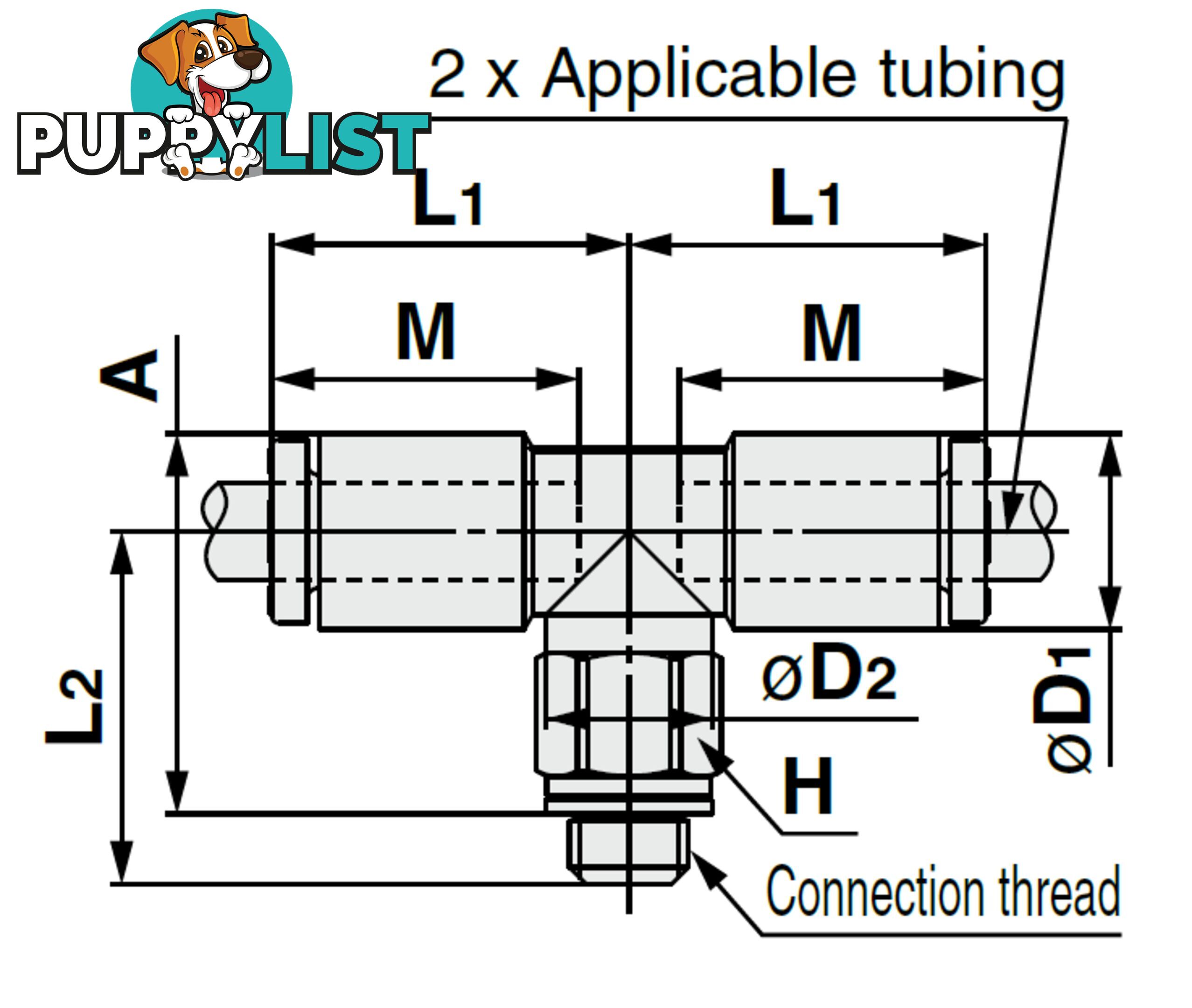 6mm TEES KQ2T06-M6N1 6 x M6