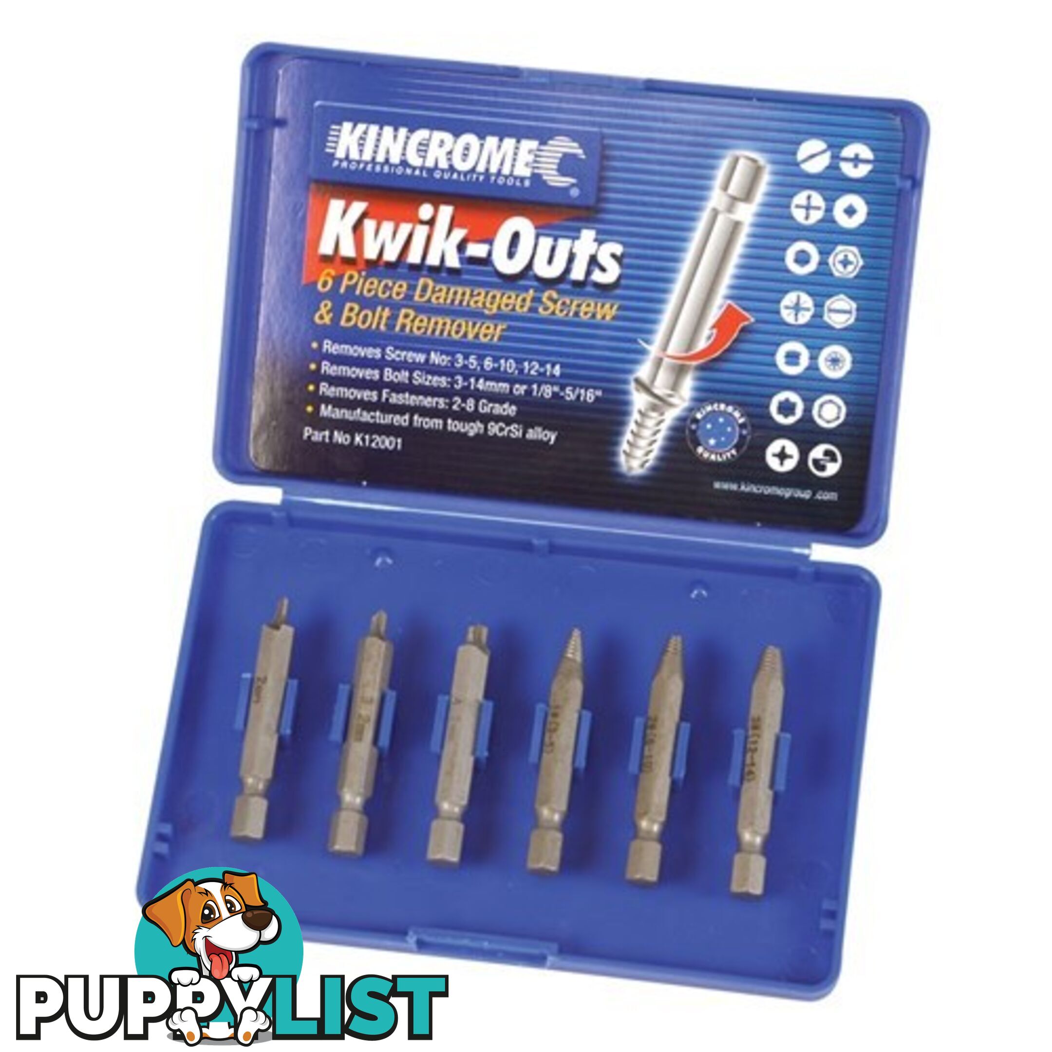 Kwik-Outs Damaged Screw & Bolt Remover 6 Piece Kincrome K12001