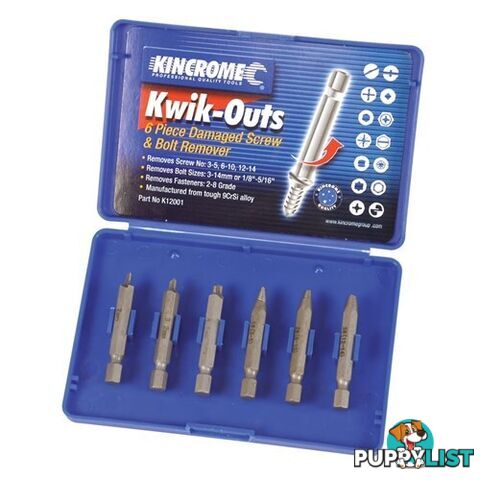 Kwik-Outs Damaged Screw & Bolt Remover 6 Piece Kincrome K12001