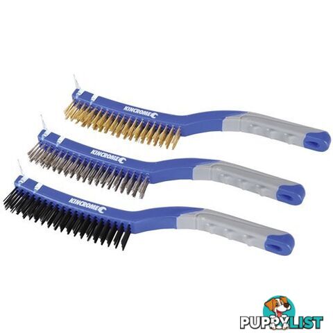 Wire Brush Set Large 3 Piece 3 x 19 Row Bristles Kincrome K6370