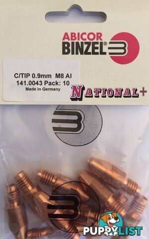 1.2mm Aluminium M8 10mm 30mm Binzel contact tip Pk:10 P141.0015