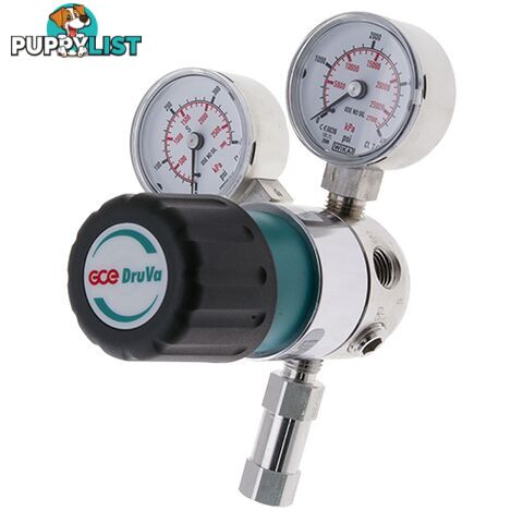 Single Stage DruVa 1S Regulator 6.0 Purity Chrome Plated In: 23,000 kPa Out: 1,400 kPa