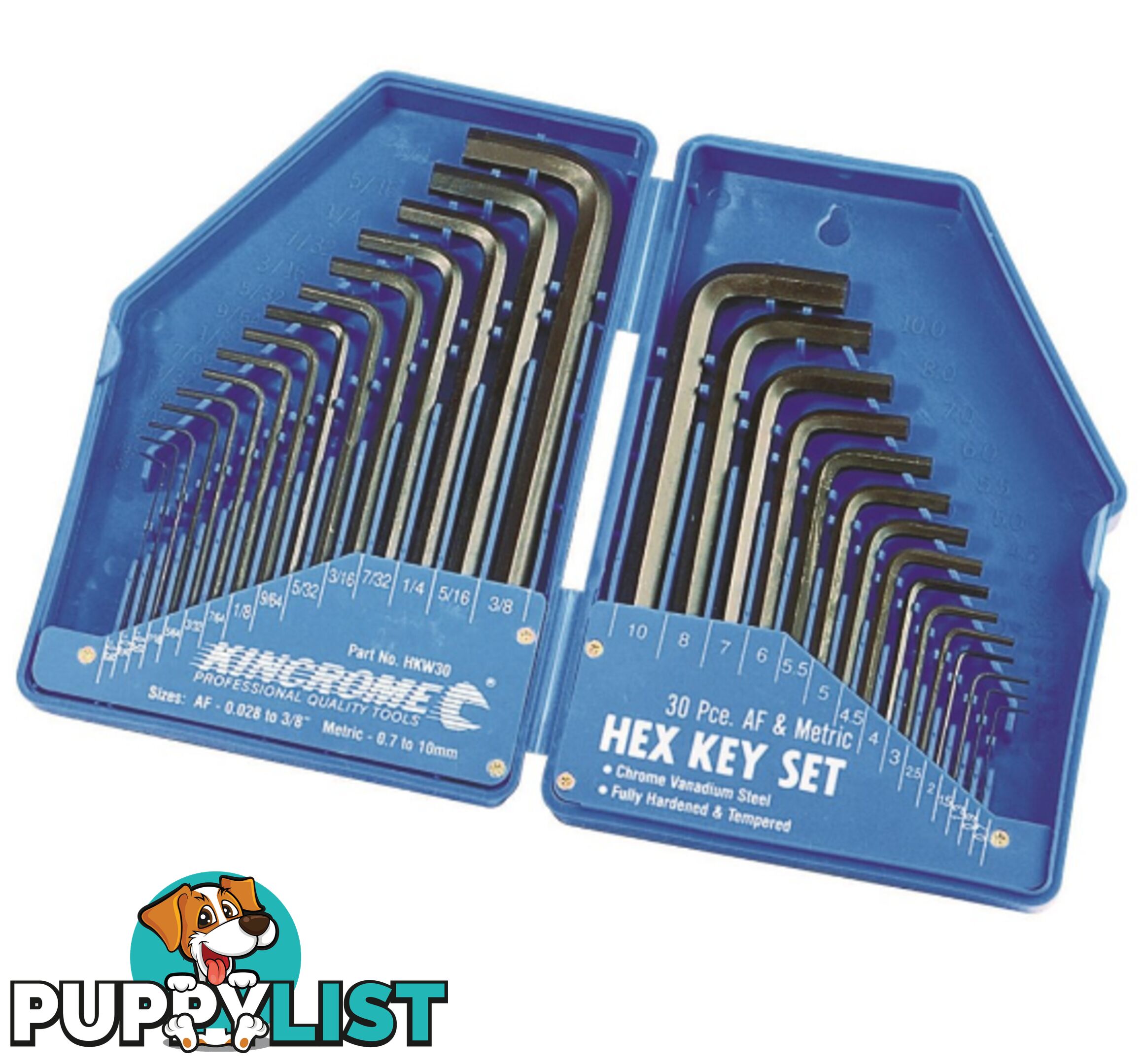 Hex Key Wrench Set 30 Piece Imperial & Metric Kincrome HKW30