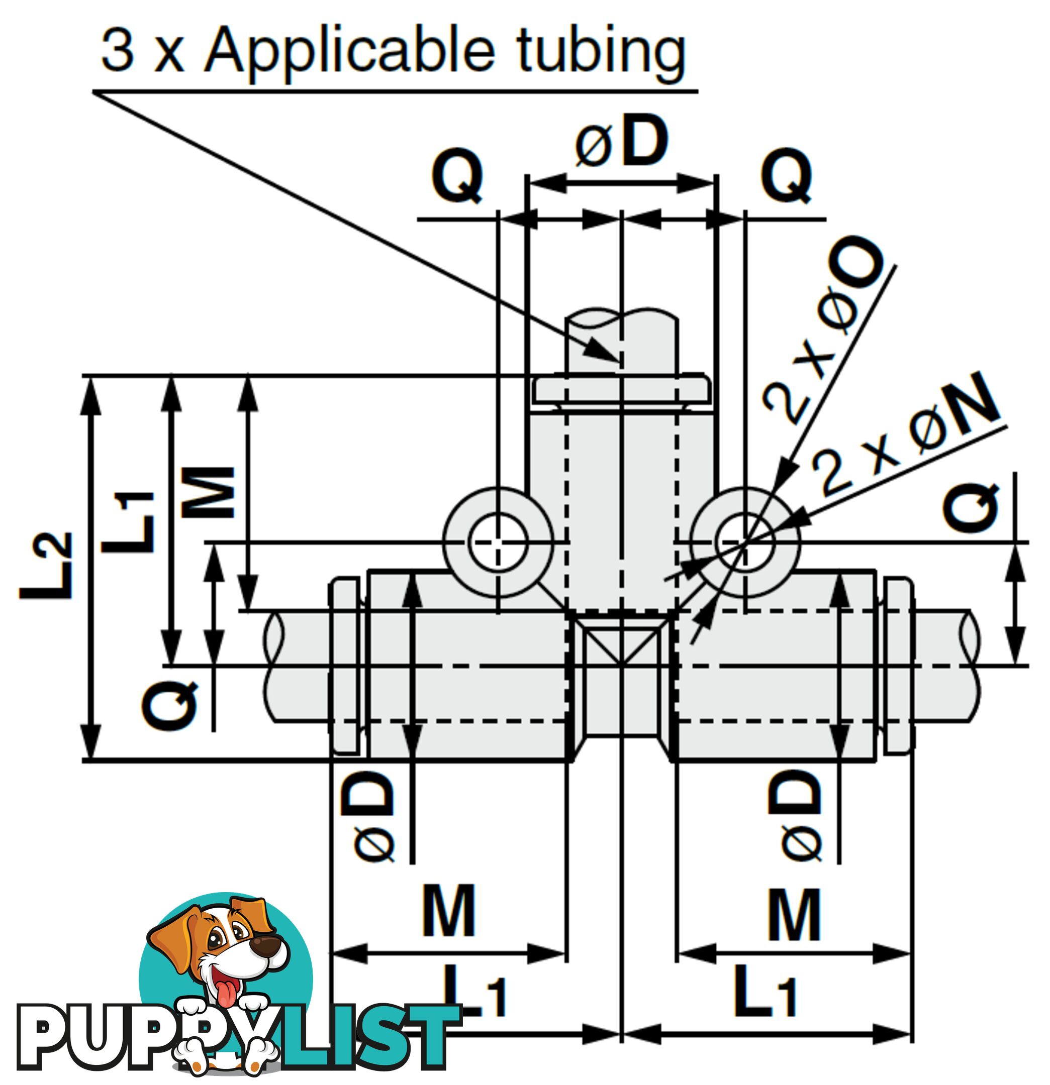 8mm TEES KQ2T08-00A union