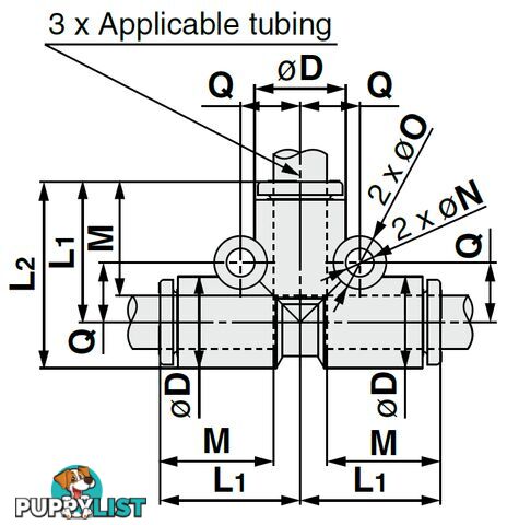 8mm TEES KQ2T08-00A union